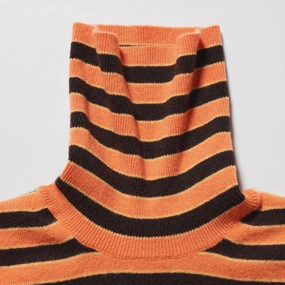 NWT Marni Uniqlo 100% Cashmere Striped Turtleneck Sweater Sz M - Picture 3 of 14